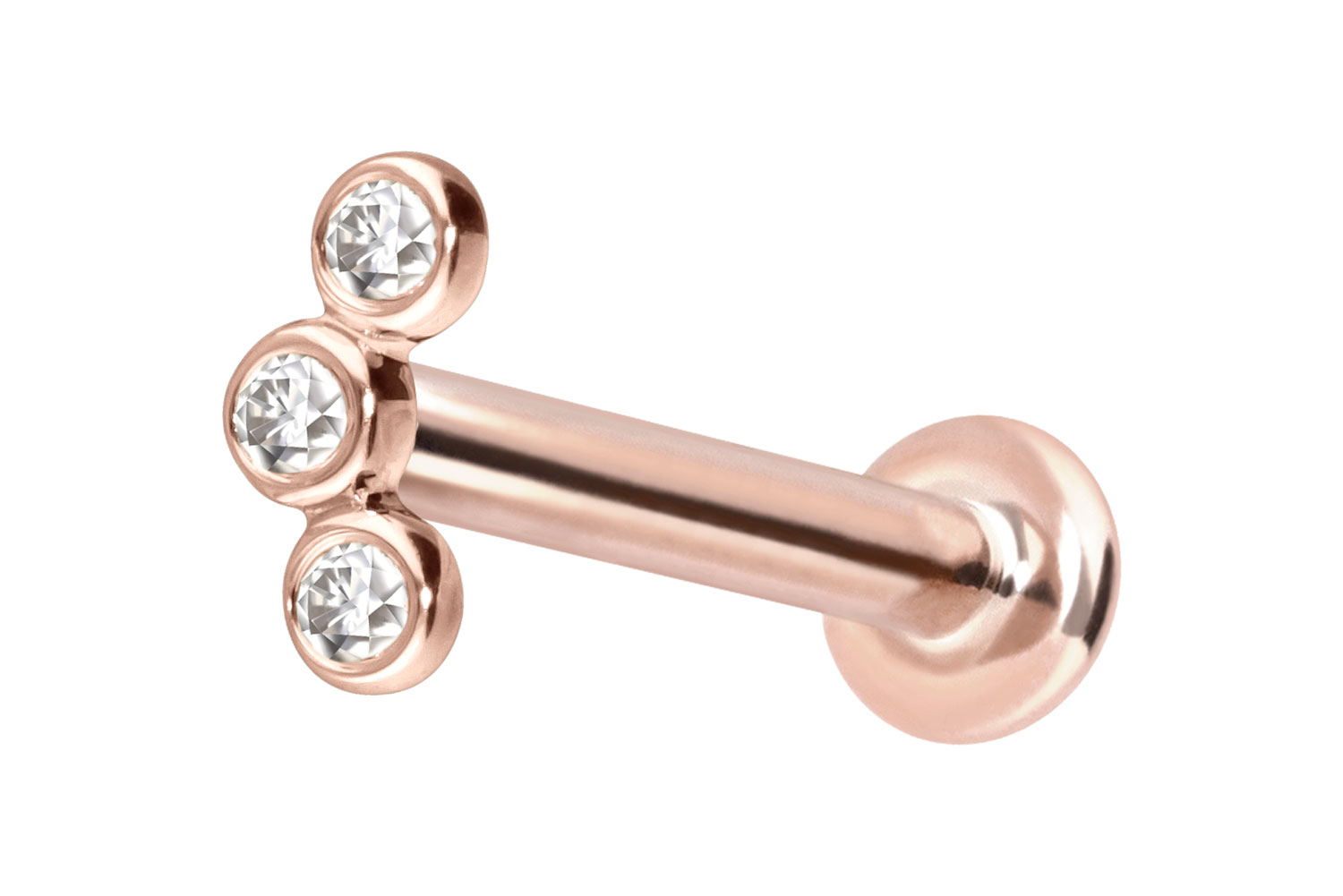 14 Karat Gold Labret Piercing mit Innengewinde MOISSANIT-BOGEN